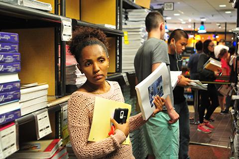 student at bookstore